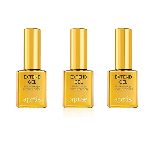 Apr?s Extend Gel Gold Bottle Edition, Pack of 3 - Gel-X Tips Adhesive, No Primer or Bonder Needed (15 ml each)