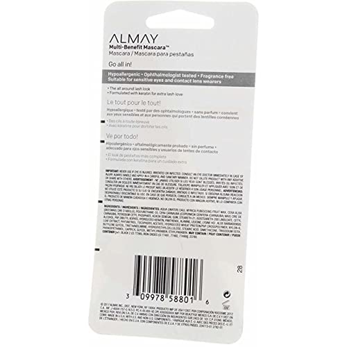 Almay One Coat Multi-Benefit Mascara, Blackest Black, 0.24 Fluid Ounce (Pack of 2)