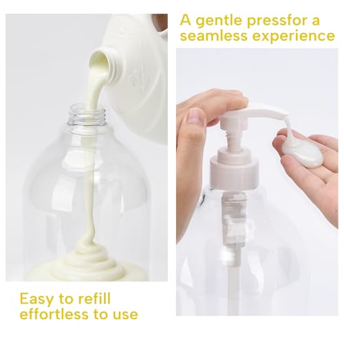Yebeauty Pump Bottle Dispenser, 67oz 2000ml Refillable Shampoo Pump Bottles Empty Plastic Shower Soap Dispenser Large Liquid Containers for Conditioner Body Wash, Bathroom Kitchen, 2 Pack Clear