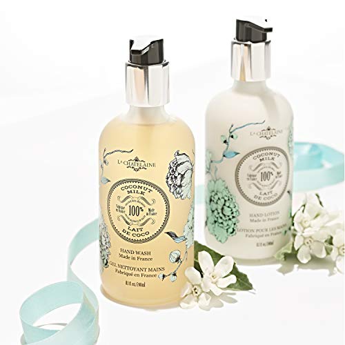 La Chatelaine Hand Wash & Lotion Set | Sulfate Free | Frosted Glass Bottles | Nourishing Shea Butter Formula | Natural and Organic | Made in France | 2 x 8.1 oz. (Coconut Milk)