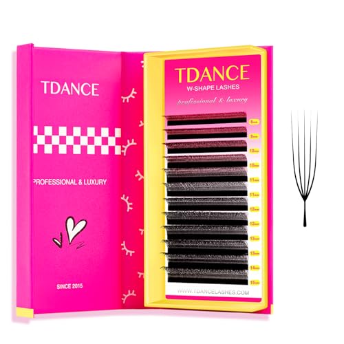 TDANCE U Lash Extensions 2D 3D 4D 5D UU Lash Fans Eyelash Extension U Shaped Natural Volume Lashes Extension Soft Matte Black Lashes(UU-5D-0.07-D,8-15mm)