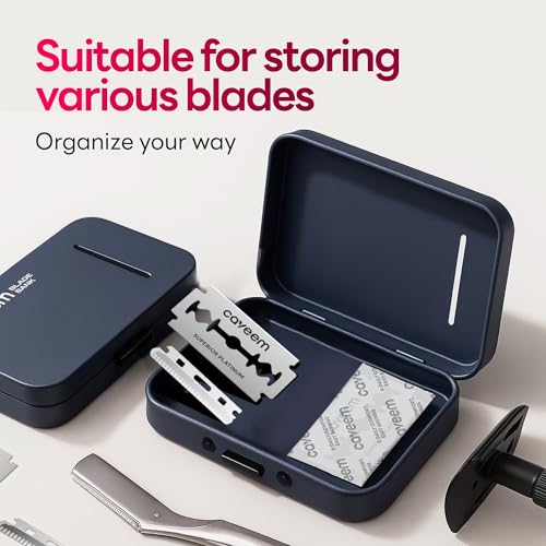 Travel Razor Blade Bank, Disposal Container for Used Double Edge Blades, Safe Storage Case with Compact Size for Easy Carrying (Black)