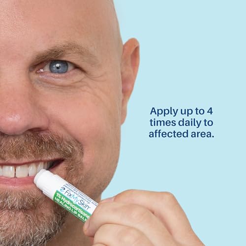FixMySkin 1% Hydrocortisone Healing Lip Balm, Unflavored ? Soothes Dry, Cracked & Irritated Lips, Relieves Chapped Lips, Cold Sores & Eczema, Dermatologist Developed, Travel-Friendly Tube, 0.15 oz