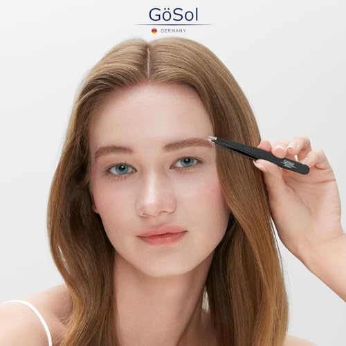 Tweezers Set - 4Pcs Professional Stainless Steel Eyebrows Tweezers for Women Facial Hair, High Precision Tweezers with Slant, Pointed, Flat Tips for Ingrown Hair Removal Women Men