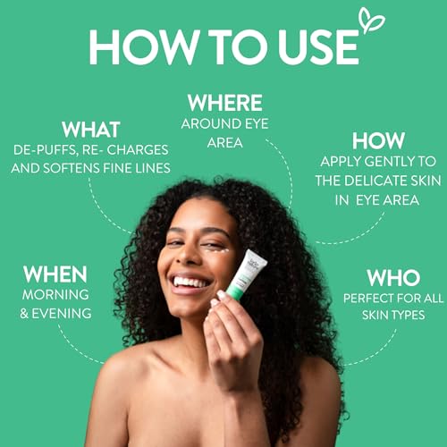 By Nature Botanicals Hyaluronic Acid & Caffeine Under Eye Cream - Firming & Refreshing Eye Cream for Dark Circles - Skincare from New Zealand - .5oz