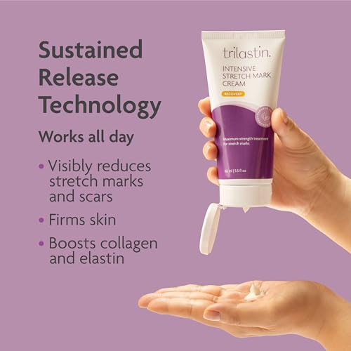 TriLASTIN Stretch Mark Cream ? Collagen & Elastin Support Body Cream with Niacinamide, Vitamin C & Vitamin E ? Hydrating Stretch Mark Lotion for Belly, Hips & Thighs ? Unscented - 5.5 oz