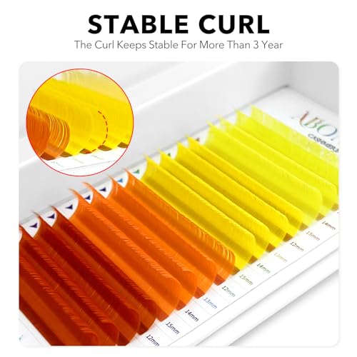 Colored Lash Extensions, 16 Rows Cashmere eyelashes, 0.07 D Curl 13mm Classic eyelash Extensions, Single Lash Extensions for Professional Salon Use (0.07-D-Yellow Gradient 13mm