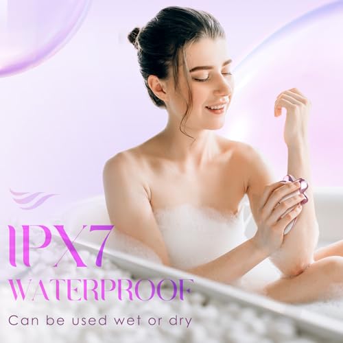 Electric Razors for Women - Painless Body Shavers for Sensitive Skin - 4 in 1 Cordless Lady Trimmer for Women's Leg, Bikini and Face - Waterproof Wet/Dry Remover, Rechargeable, Cherry