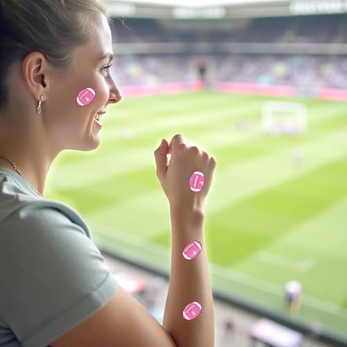 192Pc Pre-Cut Pink Football Breast Cancer Awareness Temporary Tattoos Stickers,16 Sheets Ribbon Themed Tattoos Stickers (Pink Football)