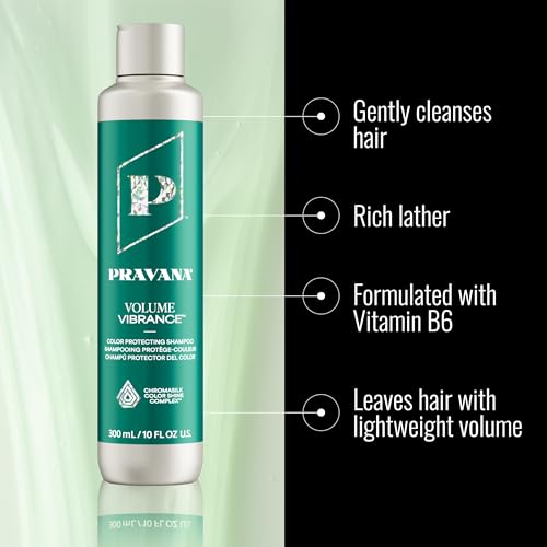 Pravana Volume Vibrance Shampoo | Adds Lightweight Volume, Lift & Fullness | For Fine, Color Treated Hair | Strengthens, Thickens, Reduces Breakage | Chromasilk Enhances Shine & Protection | Vegan