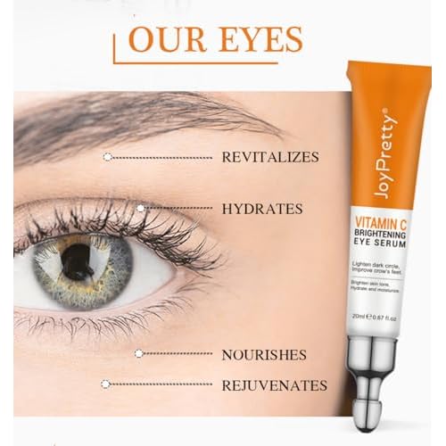 New JoyPretty Vitamin C Brightening Eye Serum,Eye cream,Anti Aging Serum with Vitamin C, Niacinamide and Hyaluronic Acid,Remove for Dark Circles Puffiness Under Eye Bags Fine Line Crow's Feet (2)