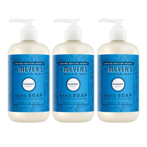 Mrs. MEYER'S CLEAN DAY Hand Soap, Blueberry Scent, 12.5 Fl Oz Bottle - 3 Pack