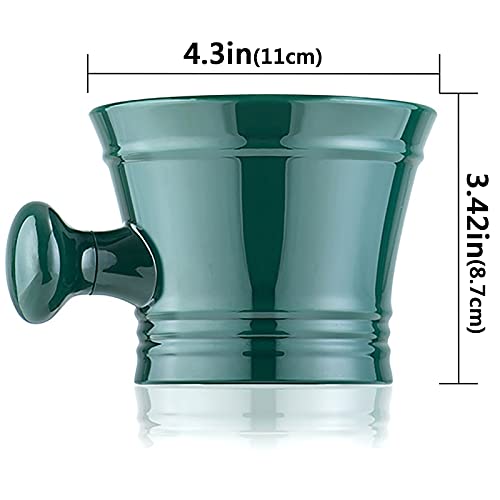 Linkidea Acrylic Shaving Mug with Knob Handle, Deep Size Wet Shaving Cup, Razor Shave Soap and Cream Bowl for Men, Green