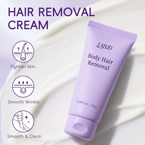 Body & Facial Hair Removal Cream, Painless Gentle Hair Removal Cream for Sensitive Skin, Painless Hair Removal for Women & Men, 3.38 fl oz