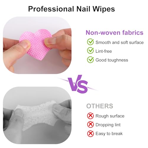 1080 Pieces of Cotton-Free Nail Cleaning Wipes, 1 Pull-Off Pump-Style Bottle, Suitable for Cleaning Nail Polish and Nail Glue, False Eyelash Extension Glue Cleaning Wipes (pink)