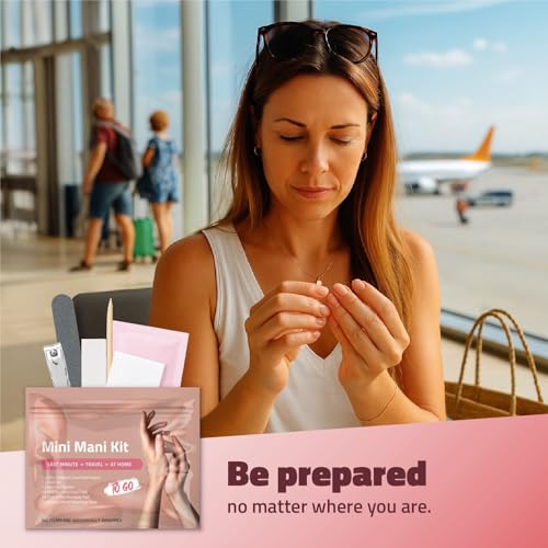 Mini Mani Kit ? Disposable Manicure Set with Nail Clipper, File, Buffer, Cuticle Stick, Remover Pad & Alcohol Wipe ? Single-Use Nail Care Kit for Travel, Events, or Bulk Hygiene (Regular, 5, Count)