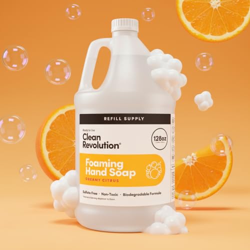 Clean Revolution Foaming Hand Soap Refill Supply Container, Ready to Use Formula, Dreamy Citrus Fragrance, Gluten Free, 128 Fl. Oz