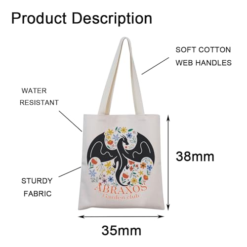 MNIGIU Book Inspired Abraxos Flower Gift Abraxos Garden Club Tote Bag Fantasy Dragon Gift for Bookish Book Lover