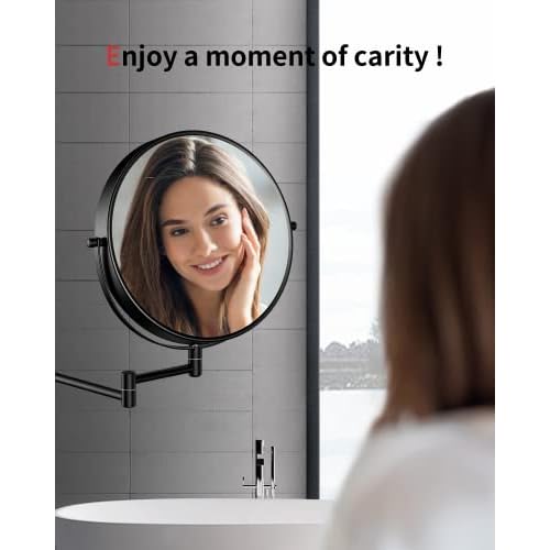 Gospire 9" Large Size Wall Mount Magnifying Mirror, 1X/10X Magnification Double-Sided, 360¡Æ Swivel Extendable Cosmetic Vanity Round Shaving Bathroom Mirror for Men and Women