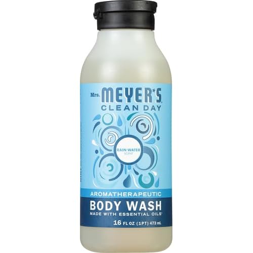 Mrs. MEYER'S CLEAN DAY Moisturizing Body Wash for Women and Men, Shower Gel Formula Made with Essential Oils, Rain Water, 16 oz (Pack of 2)
