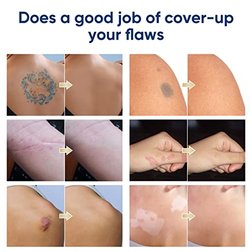 Tattoo Cover Up Makeup Waterproof, 2 Colors Tattoo Cover Up Concealer, Suitable for Scars, Vitiligo, Spots, Invisible & Natural, Sweatproof & Waterproof