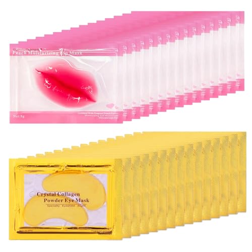 Miniling 30 Pairs Eye Masks & Lip Masks, Under Eye Patches for Dark Circles, Lip Mask Skincare, Easter Basket Stuffers, Bulk Gifts, Mothers Day Gifts for Mom, Teacher Appreciation Gifts, Small Gifts