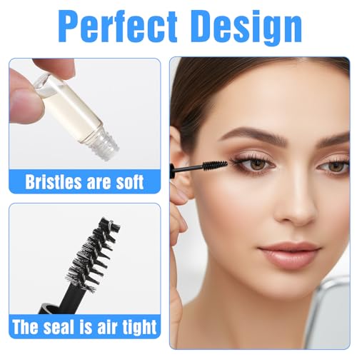 30Pcs Empty Mascara Tube with Eyelash Wand 2ml Mascara Bottles with Brush Rubber Inserts Mini Eyelashes Cream Container Bottle for Travel Small Sample Size Eyelash Growth packing