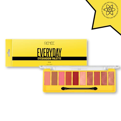 RENEE Everyday Eyeshadow - Rose, Long Lasting & Non-Creasing, Easy-To-Blend, Highly Pigmented with Satiny Texture, Enriched with Vitamin C & Hyaluronic Acid & SPF 30, Skincare Infused Makeup, 10 Gm