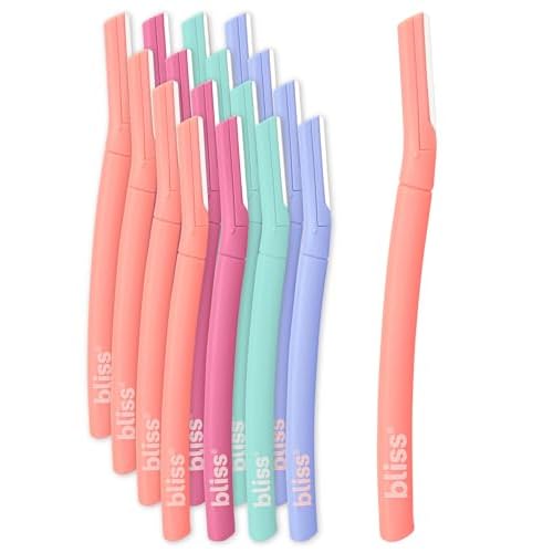 Bliss Stainless Steel Disposable Dermaplaning Tools | Facial Exfoliator and Eyebrow Razor to Dermaplane Peach Fuzz - 2 Pack -16 count