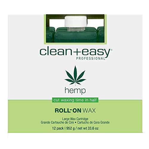 Clean + Easy Hemp Roll On Wax ? Large Soft Wax Refill Cartridge for Hair Removal on for Legs, Arms & Body, 12 Pack