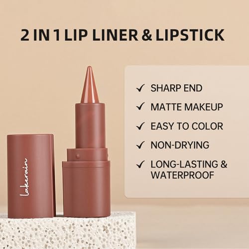 3Pcs 2 in 1 Lip Liner Set - Matte Nude Creamy Lip Pencil, Dark Brown Red High Pigmented, Long-Lasting Lip Liner with Plumping Effect (Milky Tea+Caramel+Grapes, 3Pcs)