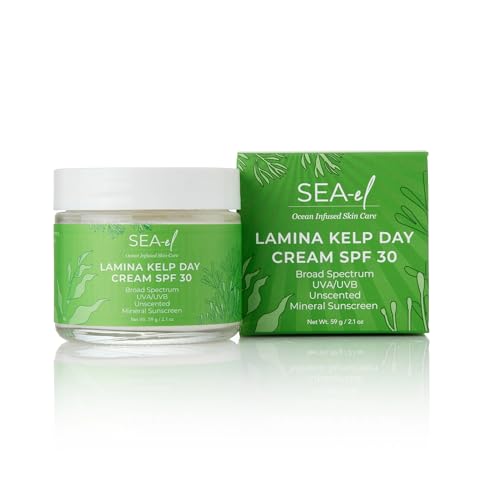 Lamina Kelp Day Cream 30 SPF, Broad Spectrum, UVA/UVB, Unscented, Mineral Sunscreen, Ocean and Kelp Friendly 2.1 oz/59 g