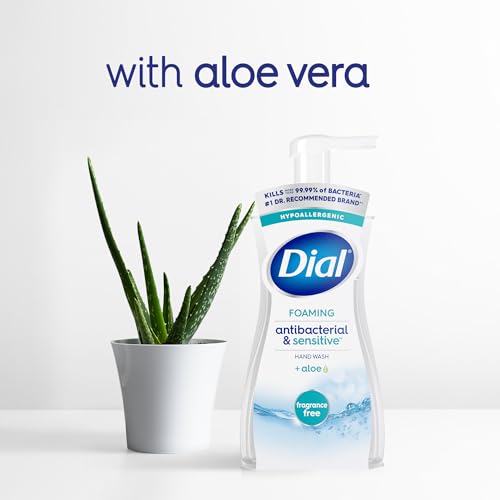 Dial Antibacterial Defense Foaming Hand Soap + Aloe, Fragrance Free, 7.5 Fl Oz (Pack of 6), Dermatologist-Tested Hand Wash, Gentle on Skin