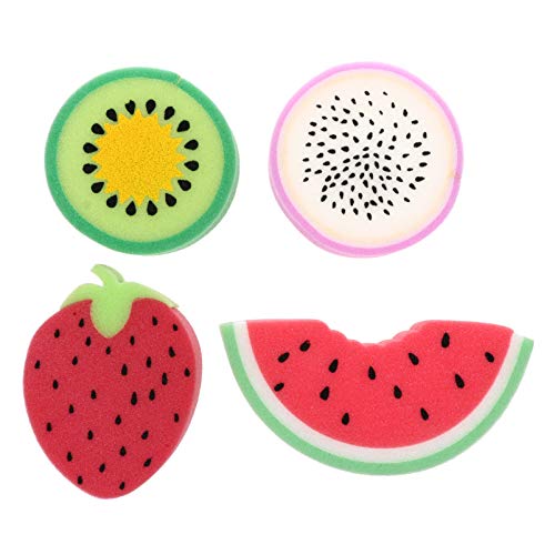 Fruit Bath Sponges, 4pcs Kids Cute Body Scrubbers Shower Cleansing Sponges for Bathing Accessories