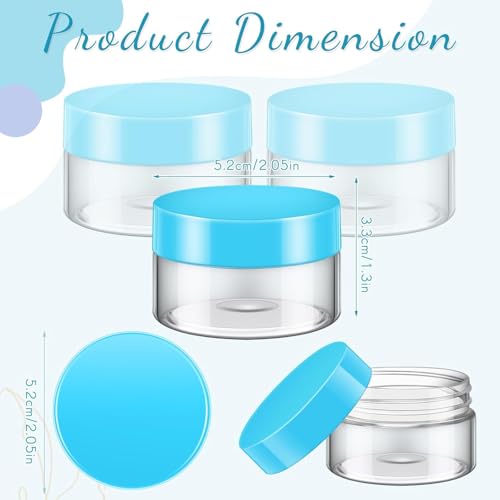 SATINIOR 100 Pcs Plastic Jars with Lids Small Containers Lids Wide Mouth Small Plastic Containers for Lotion Cream Rhinestones Body Butters Travel Storage(1 oz,Blue)