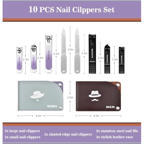 Nail Fingernail Toenail Clippers Set - Separate Personal Nail Cutter Set for Men and Women, Travel Finger Nail Clippers Adult Toe Nail Clipper Kit, Wedding Gifts Idea Engagement Gifts for Couples