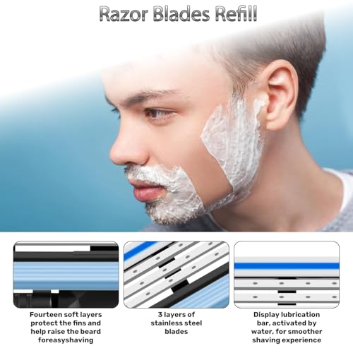 24 Pcs Razor Blade Refills for Men,Compatible with Ma-ch 3 Razor Blades Refill Disposable Blade Manual Beard Trimmer Safety Replacement Shaver Heads Set