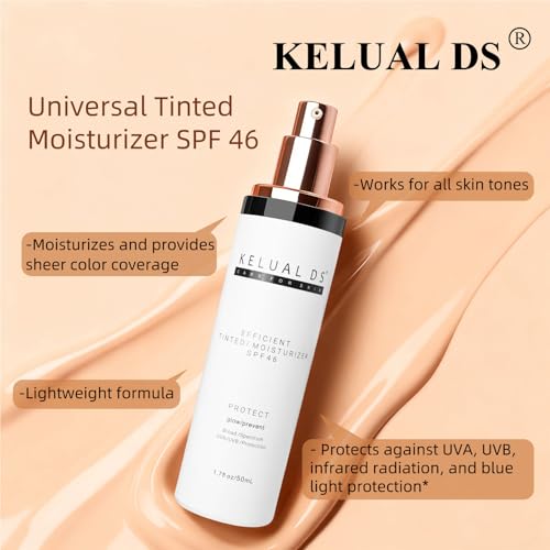 Anti-Aging Tinted Face Moisturizer & Sheer Face Sunscreen SPF 46, Hydrating Skin Care & Sunscreen Moisturizer,1.7OZ/50ML