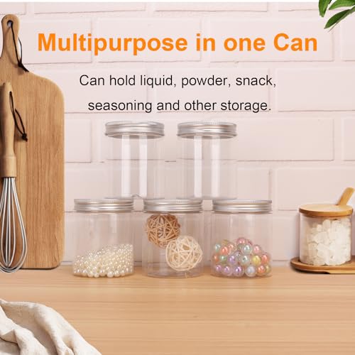 48 Packs 8.8oz (250 ml) Clear Plastic Jars with Silver Lids, Cosmetic Containers jars with Wide-Mouth for slime, beads, rhinestones, sequins Cosmetics, Lotion, Cream, Ointments and More