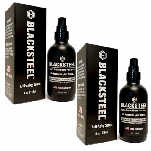 BLACKSTEEL Men¡¯s Anti-Aging Face Serum with Retinol & Hyaluronic Acid | 4 oz (2-Pack)