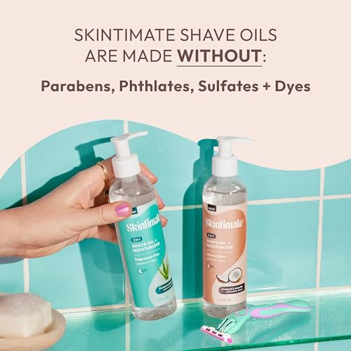 Skintimate 2-in-1 Shave Oil & Moisturizer, Coconut Bliss, 7.3oz | Shaving Oil, After Shave for Women Bikini Area Moisturizer with Vitamin E and Aloe, Shaving Cream Alternative, 7.3 fl oz, (Pack of 2)