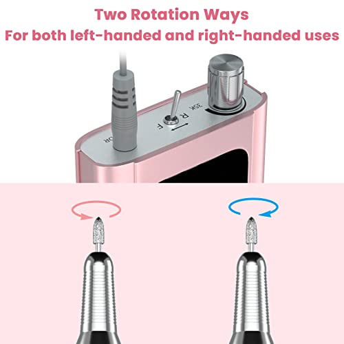 Professional Nail Drill, Lumcrissy 35000RPM Professional Nail File Machine, Rechargeable Efile for Acrylic Gel Nails with Ceramic Drill Bits Set& Sanding Bands for Manicure Salon Home Use