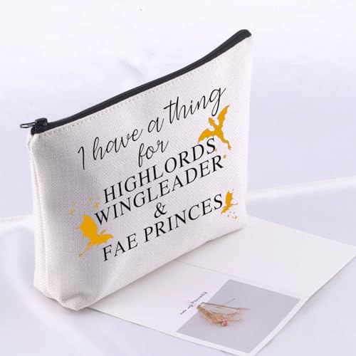 UJIMS 4th Wing Merch Fantasy Book Romantasy Dragons Rider Makeup Bag Dragons Lover Gifts Fantasy Reader Gift (HighlordsWingleader)