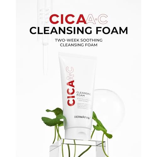 DERMAFIRM Cica AC Cleansing Foam 5.29 oz | Glycolic Acid Face Wash Niacinamide Face Wash Hydrating Facial Cleanser for Oily, Sensitive & Dry Skin | Korean Skincare Water Based Cleanser for Women & Men
