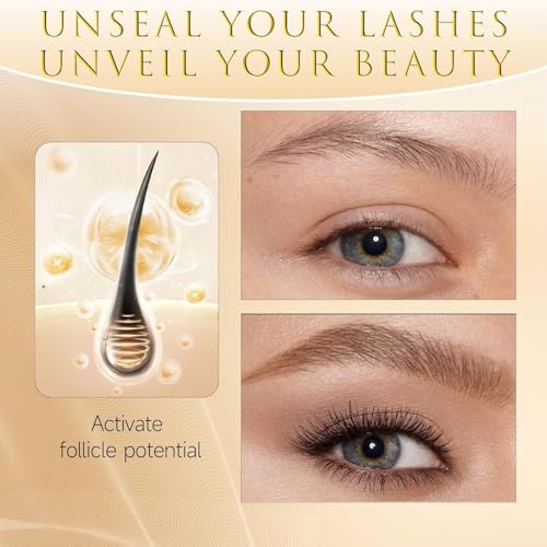 Eyelash Growth Serum ? 15 Plant Extracts for Longer, Denser & Robust Lashes,Boosts Natural Lash Development,eyelash serum,Enhance Natural Beauty, Hypoallergenic Oil Free,lash growth serum£¨PURE GOLD£©