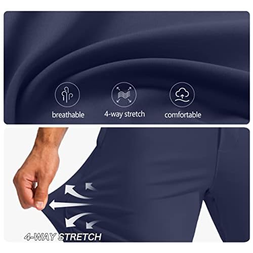 Pudolla Men's Golf Pants Stretch Sweatpants with Zipper Pockets Slim Fit Work Casual Joggers Pants for Men