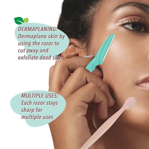 Earth & I 12 Count Dermaplaner Razor for Face 2 Sizes, Ladies Face Shaver for Peach Fuzz, Micro Blade Facial Razors for Women, Brow Shaper, Derma Blade, Dermabrasion, Facial Tools for Estheticians