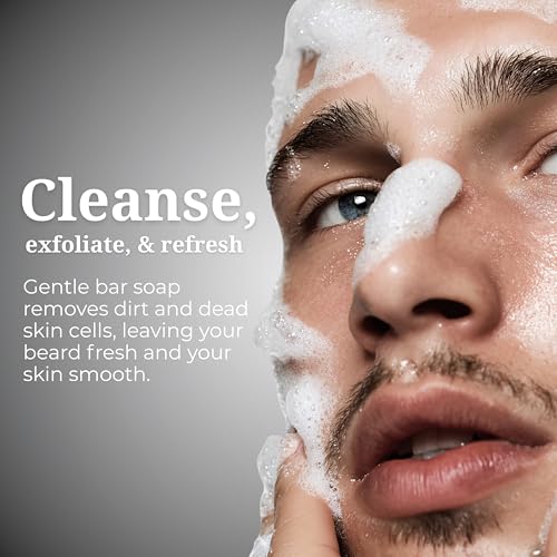 Beard Care Set with Beard Oil & Exfoliating Bar Soap for Men ? Prickly Pear & Argan Blend, Beard Oil for Men, Beard Wash Bar, Beard Moisturizer & Softener, Gifts for Him