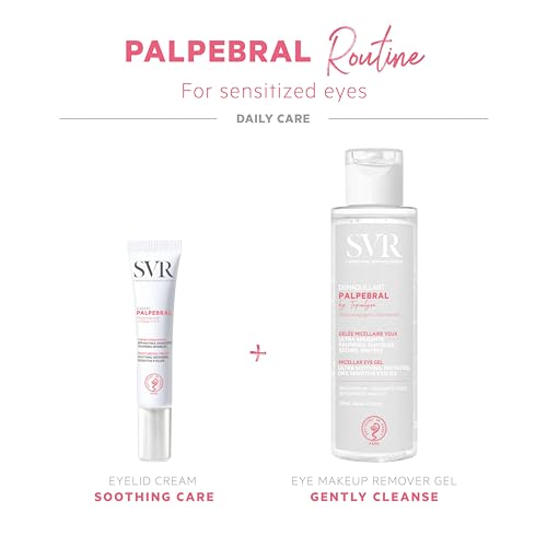 SVR Palpebral Eye Makeup Remover Gel for Very Sensitive & Dry Eyelids and Eye Contour. Fragrance-Free Care with Niacinamide to Soothe and Hydrate while Removing Makeup, Non-comedogenic 4.3 fl.oz.