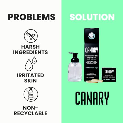 Canary Foaming Hand Soap Refill Bars - Zero Waste Hand Wash Concentrate with Coconut Oil, All Natural, Moisturizing, Organic, Non Toxic, Makes Liquid Handsoap, Cedar Mint Scent, Makes 24 Bottles